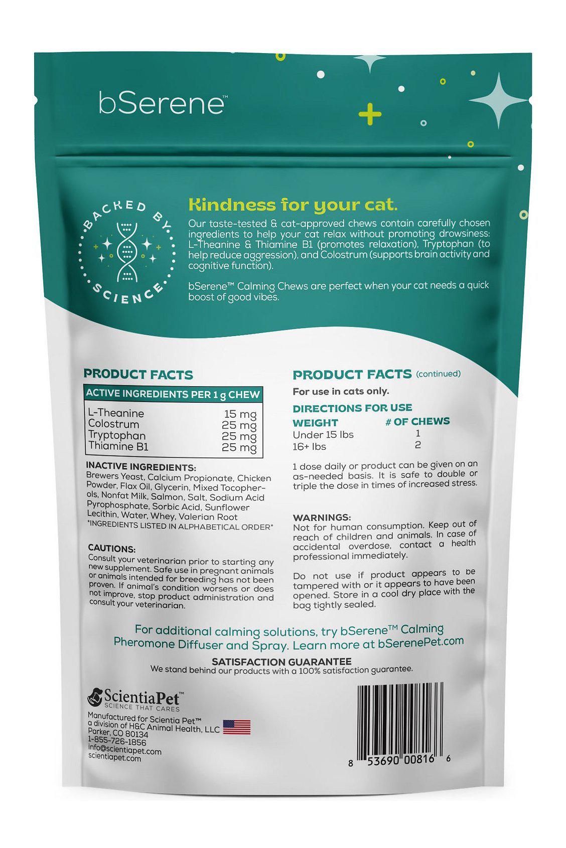 bSerene Calming Support Chews for Cats