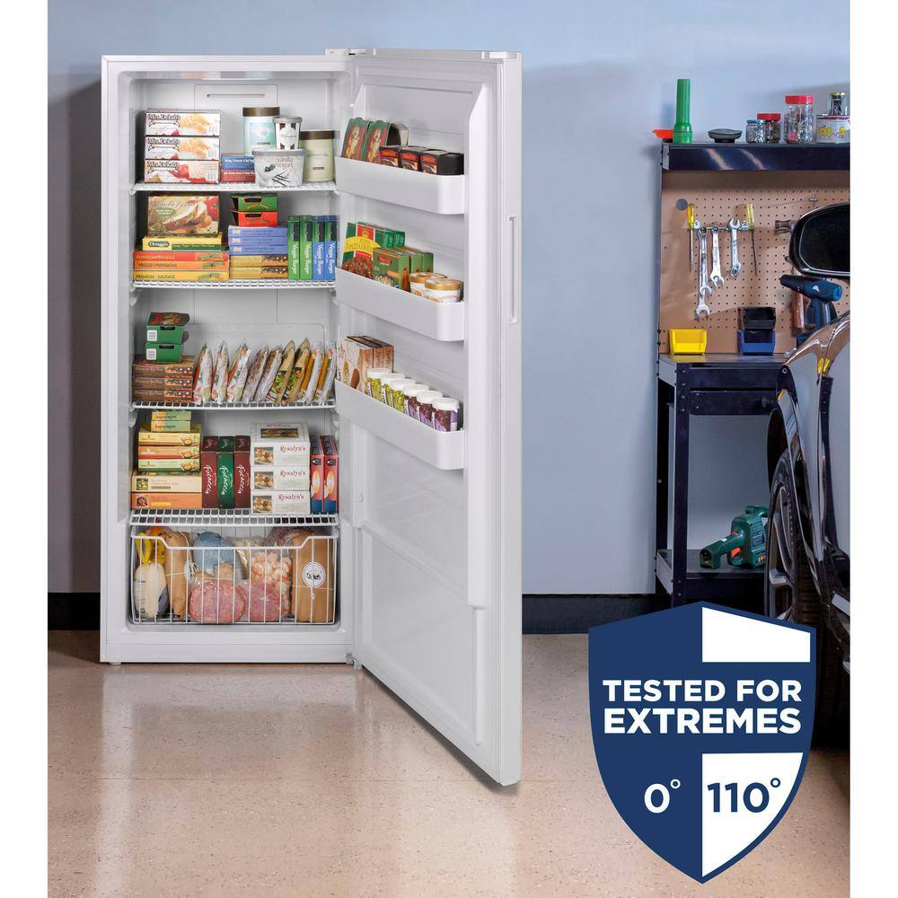 GE Garage Ready 21.3 cu. ft. Frost Free Defrost Upright Freezer in White FUF21QRRWW