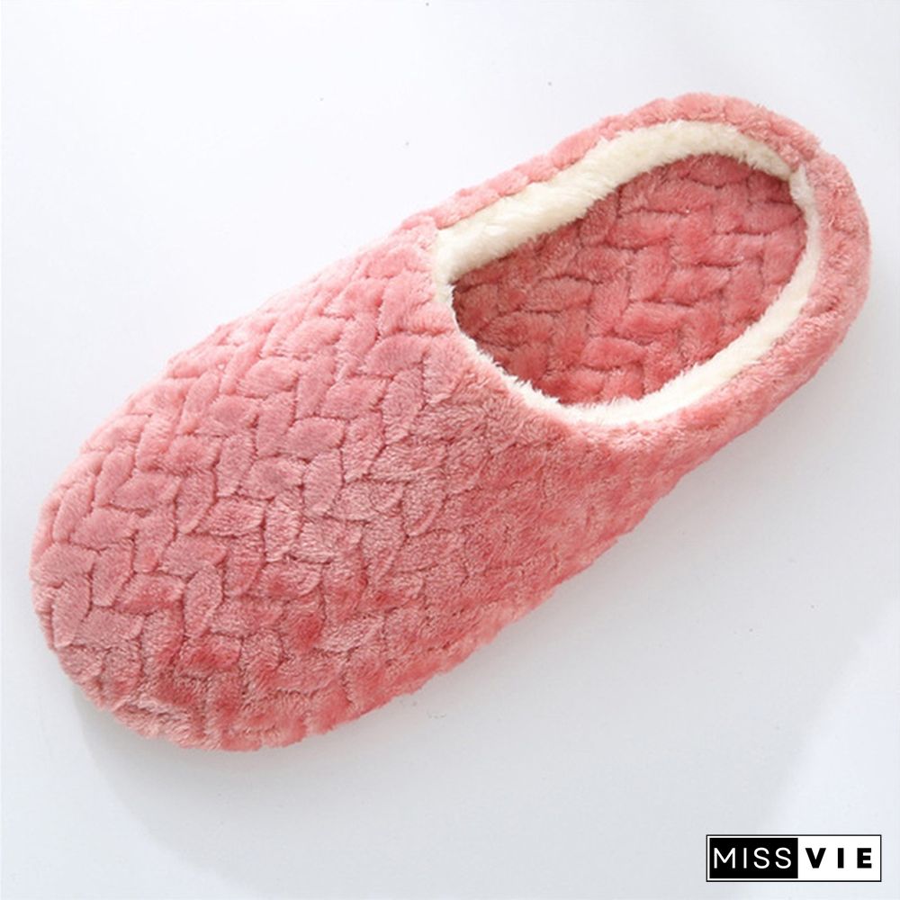 Ladies Fashion Plus Size Soft Bottom Plush Slippers Non-Slip Wooden Floor Indoor Couples Cotton Slippers