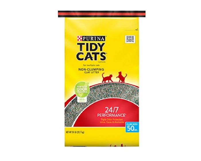 Purina Tidy Cats Non Clumping Cat Litter， 24/7 Performance Multi Cat Litter - 50 lb. Bag