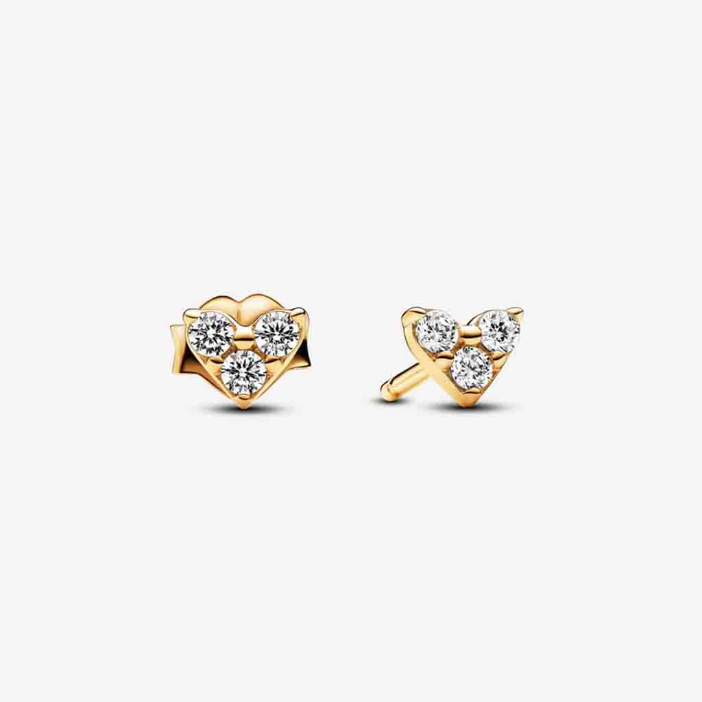 PANDORA  Triple Stone Heart Stud Earrings