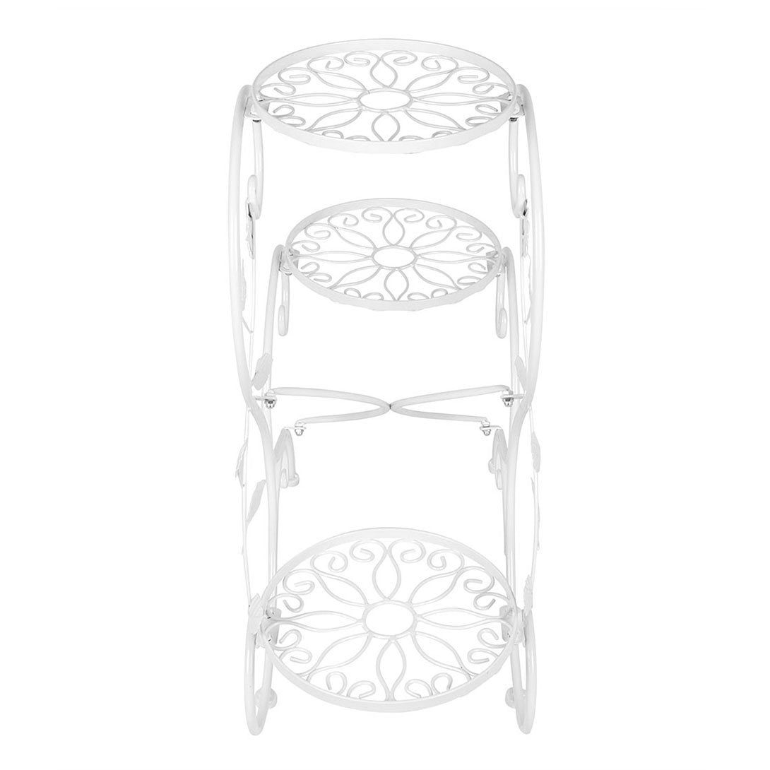 HLC 3 Tier Metal Plant Stand Garden Patio Flower Pot Rack Modern "S" Design, White