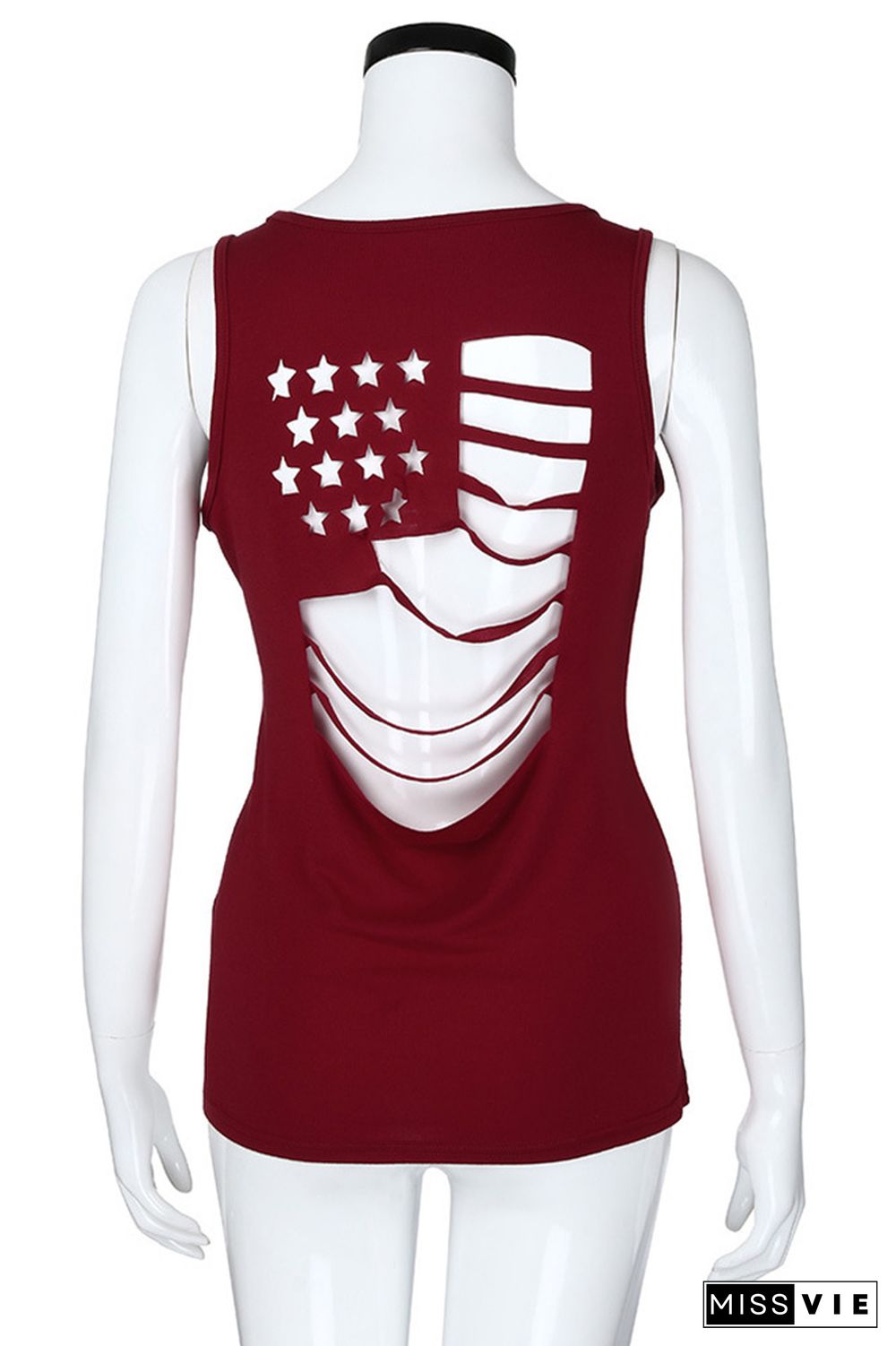 Amercian Flag Hollow-out Tank Top