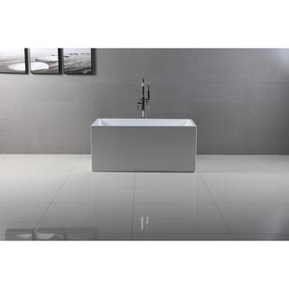 51 in. Acrylic Reversible Drain Rectangular Flatbottom Freestanding Bathtub in White HVTSQ512823