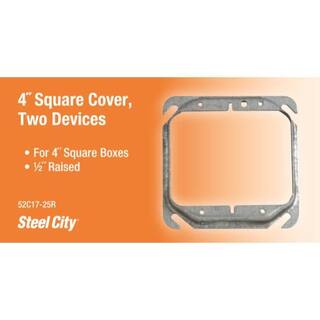 Steel City 2-Gang Square Mud Ring - Silver 52C17-25R