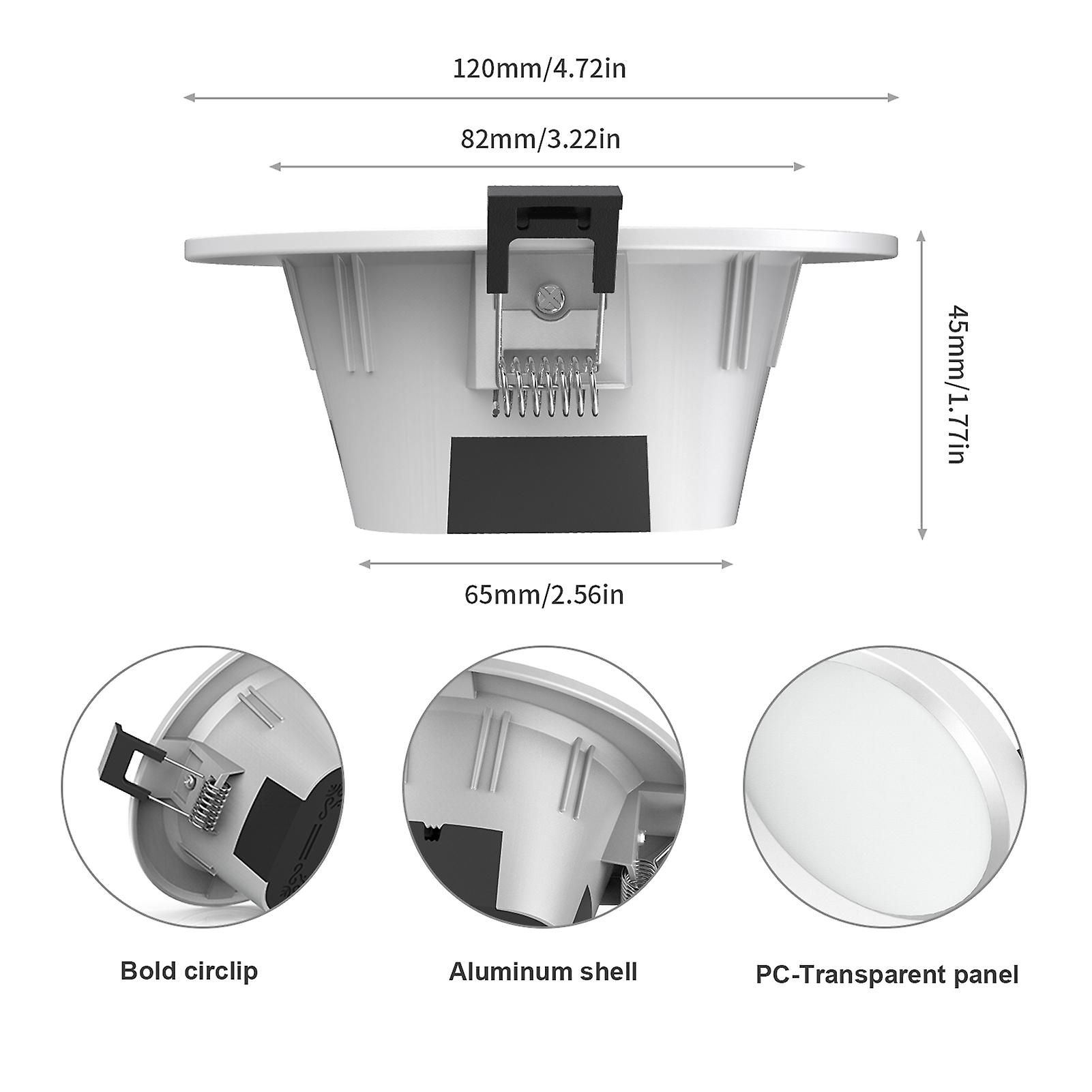 Ac100-264v 9w 4.7inches Leds Rgb+cct Intelligent Recessed Lighting Downlight E26 Base Socket Holder Bt Connected/ Supported Phones App Control Voice C