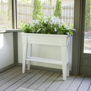 Southern Patio 36 in. x 11.8 in. x 31.5 in. White Plastic 40 Qt. Capacity Large Raised Garden Planter HDR-091349A