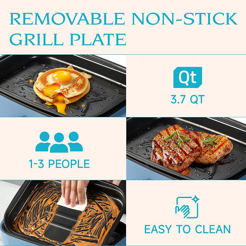 Ventray 12-in-1 Electric Indoor Grill， Non-stick Cooking Surface and Adjustable Temperature