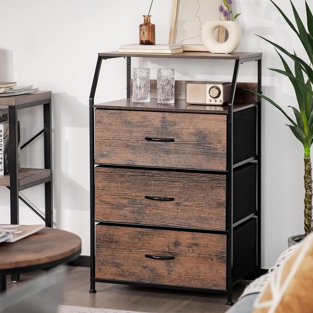 Tangkula 33 Drawer Dresser Industrial Floor Storage Cabinet With Fabric Drawers And Adjustable Footpads End Table Side Table