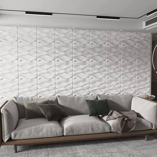 Art3d Wavy Shape Decorative Wall Panels 19.7 in. x 19.7 in PVC 3D Wall Panels in White for Interior Decor 12-Panels A10hd041WTP12