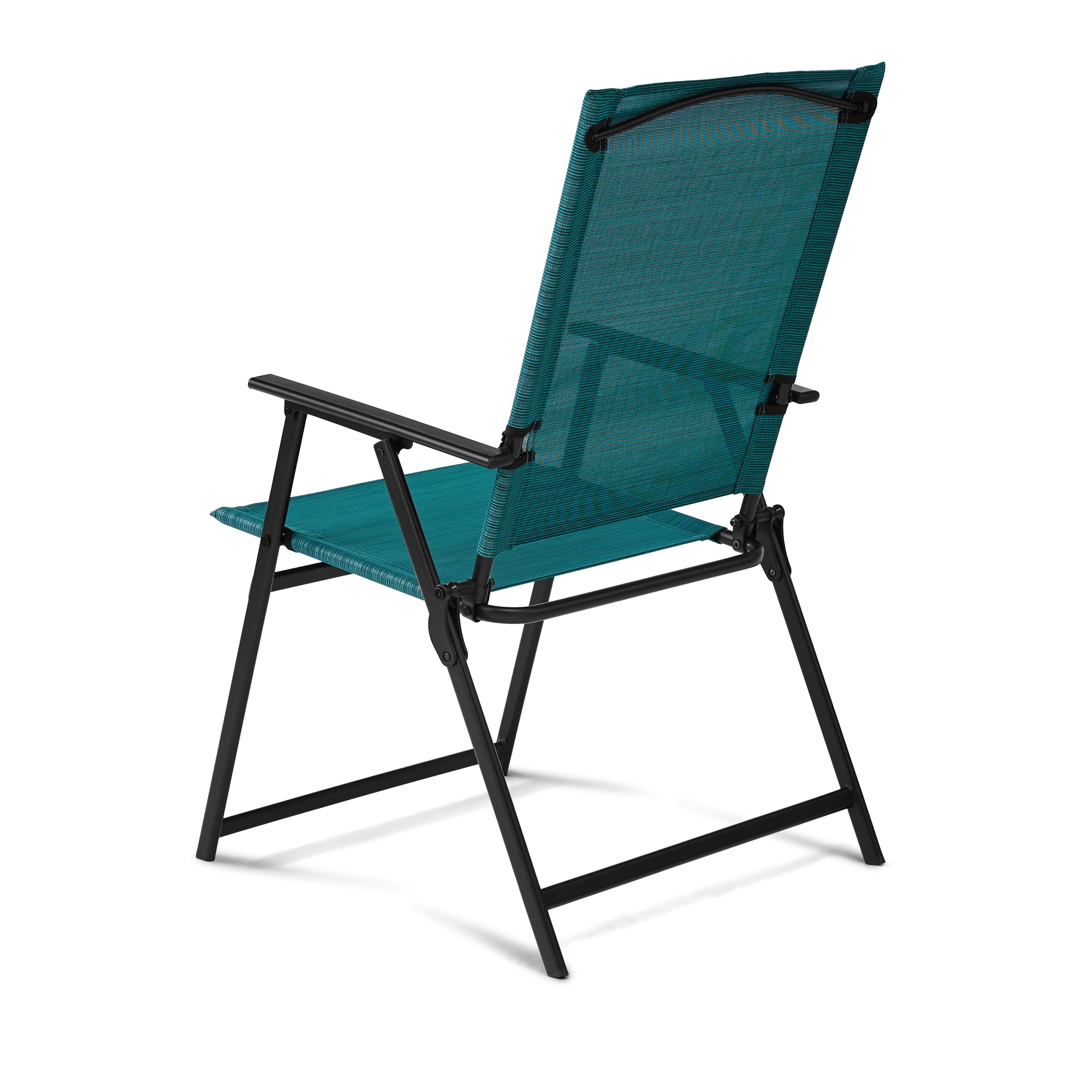 Mainstays Greyson Square Set of 2 Outdoor Patio Steel Sling Folding Chair, Teal