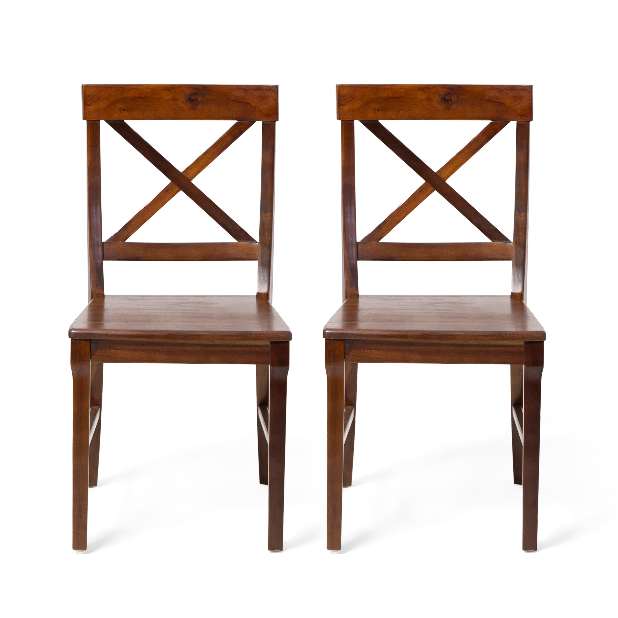 Heather Farmhouse Acacia Wood Dining Chair (Set of 2)