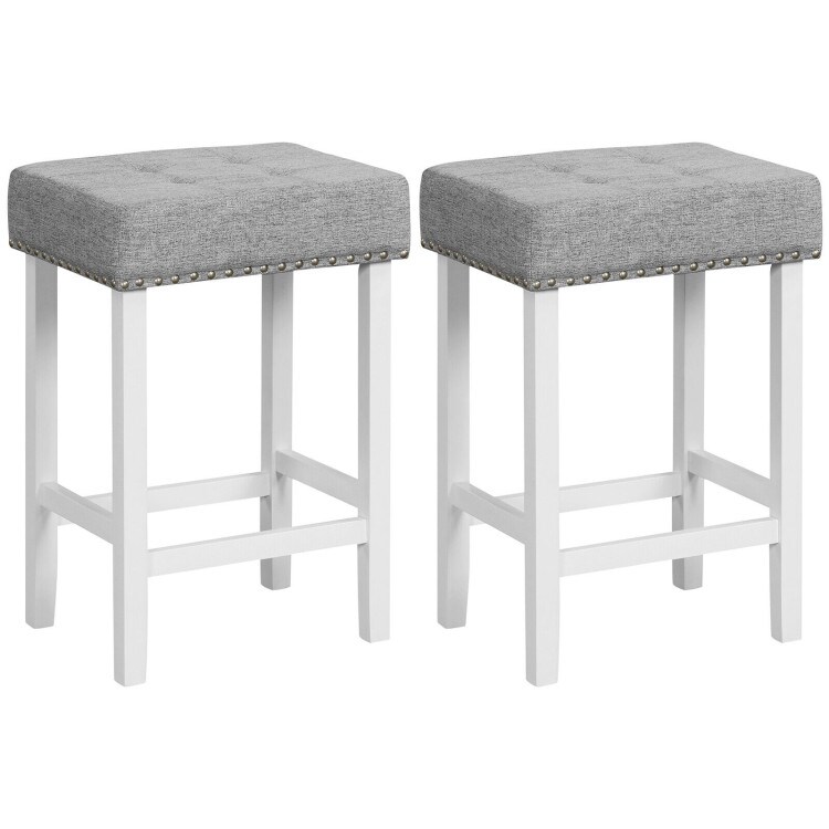 2 Pieces Counter Height Bar Stools with Sponge Padded Cushion - 17