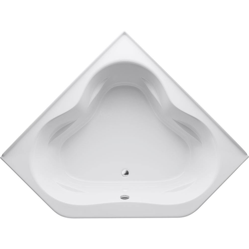 KOHLER Tercet 60 in. x 60 in. Neo Angle Soaking Bathtub with Center Drain in White Integral Flange K-1161-F-0