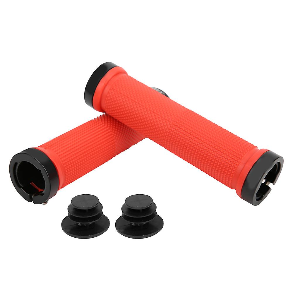 1 Pair Bicycle Cycling Handle Bar Anti-slip Grips Lock On Mountain Bike Handlebar Grip(red )