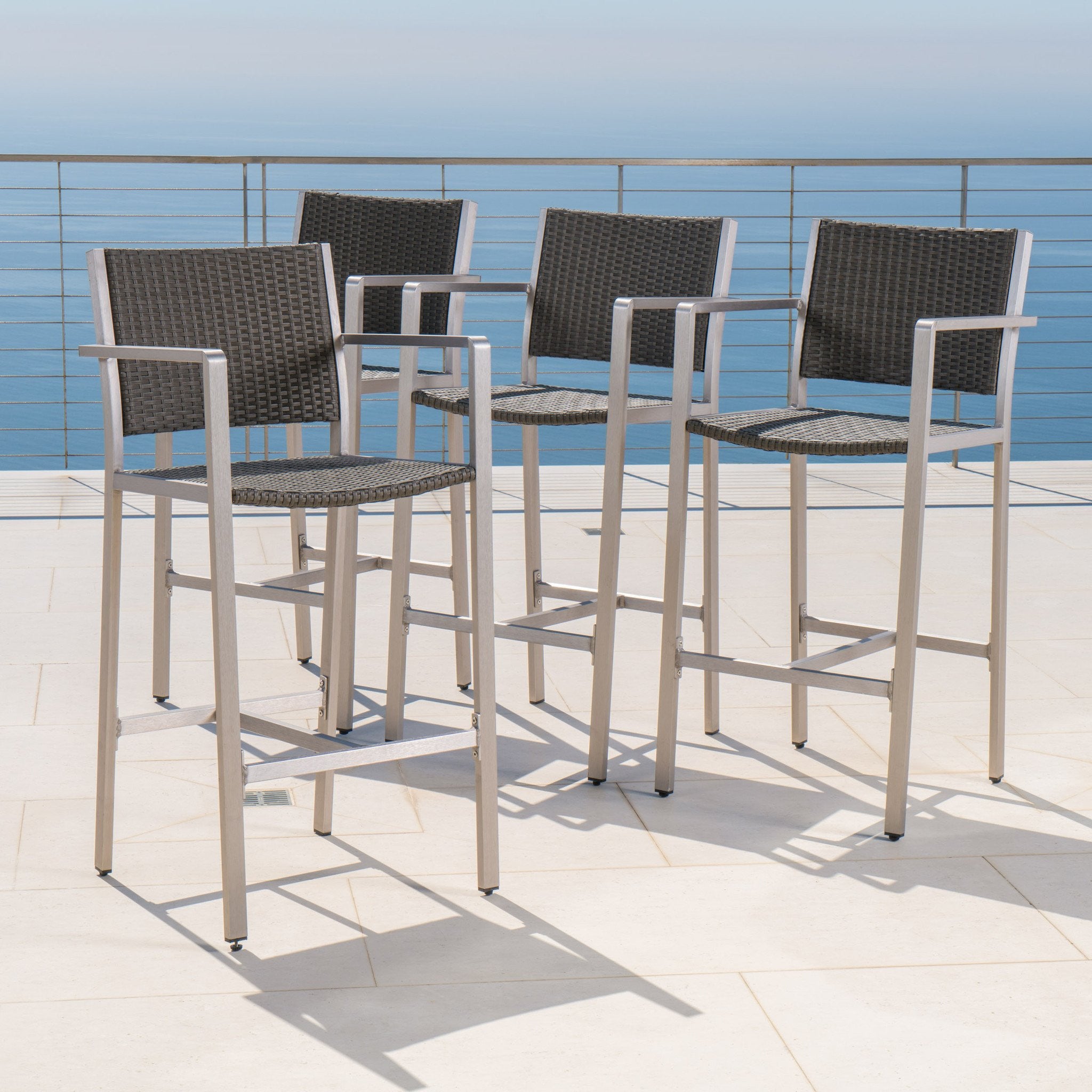 Coral Bay Outdoor 5 Piece Grey Wicker Bar Set