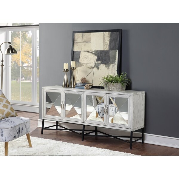 Somette Gabby Hazy White Four Door Media Credenza - 72