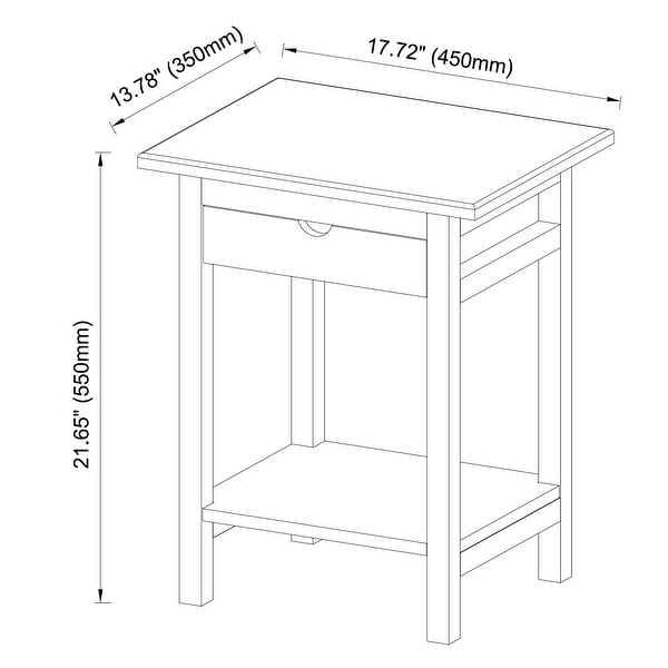 2 Tier Solid Bamboo Frame End Table with Drawer