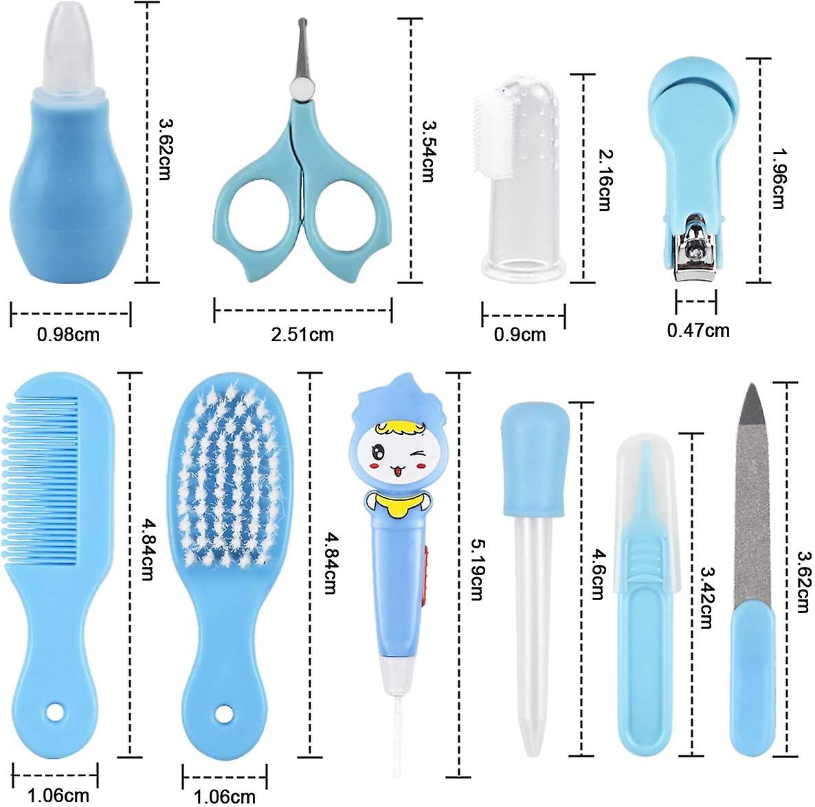 10 Pcs Baby Grooming Baby Healthcare Kit Newborn Baby Care Accessories Baby Health Care Set Baby Nail Clipper Scissors Hair Comb Brush Nose Cleaner Sa