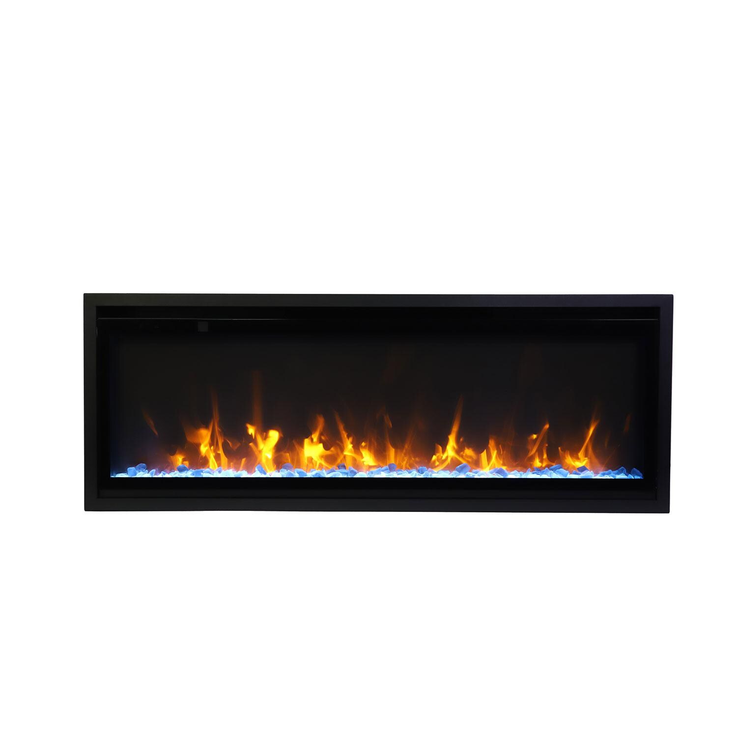 Remii by Amantii Panorama Extra Slim 45-Inch Smart Built-In Electric Fireplace with Black Steel Surround