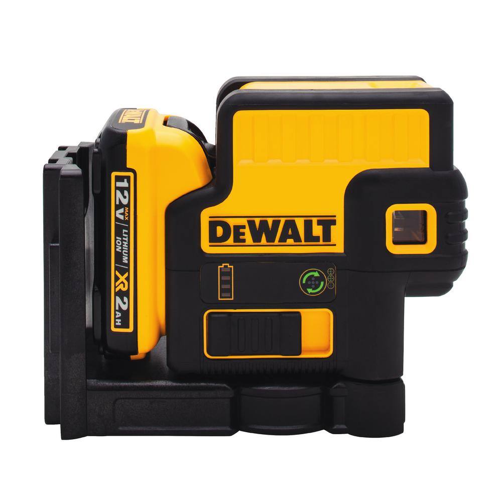 DW 12V MAX Lithium-Ion 100 ft. Green Self-Leveling 5-Spot Beam Laser Level with 2.0Ah Battery Charger and TSTAK Case DW085LG