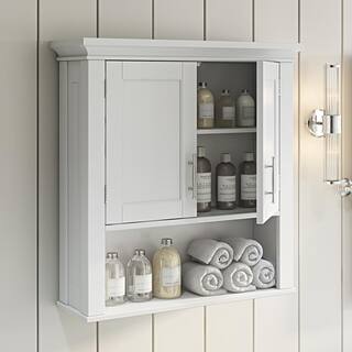 RiverRidge Home Somerset Collection 22.88 in. W x 24.38 in. H x 7.88 in. D 2-Door Wall Cabinet in White 06-039