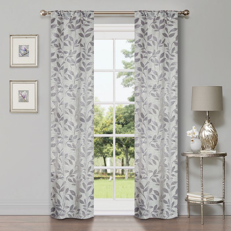 Superior Bohemian Leaves Insulated Thermal Blackout Rod Pocket Curtain Set