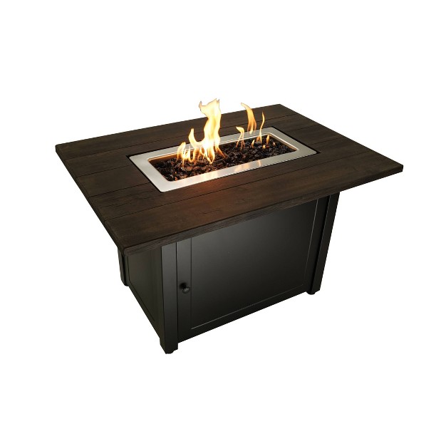 Rectangle Lp Gas Outdoor Fire Pit Black