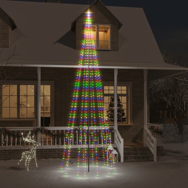 vidaXL Christmas Tree on Flagpole Warm White 500/732/1134/1400/3000 LEDs 10/16/26 ft