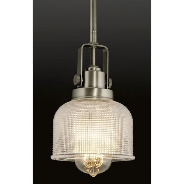 Progress Lighting Archie Collection 1 light Mini pendant Polished Chrome Prismatic Glass Shade