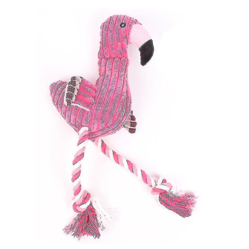 Corduroy Knot Rope Pets Sound Toy Flamingo Shaped Squeaker Grinding Teeth Doll