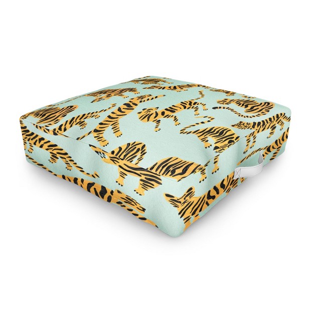 Cat Coquillette Tiger Collection Mint Orange Outdoor Floor Cushion Deny Designs