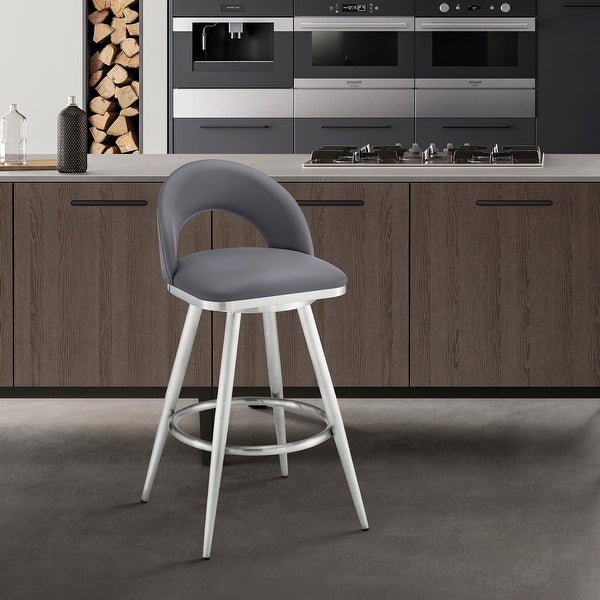 Lottech Modern Swivel Bar/Counter Stool with Faux Leather and Metal