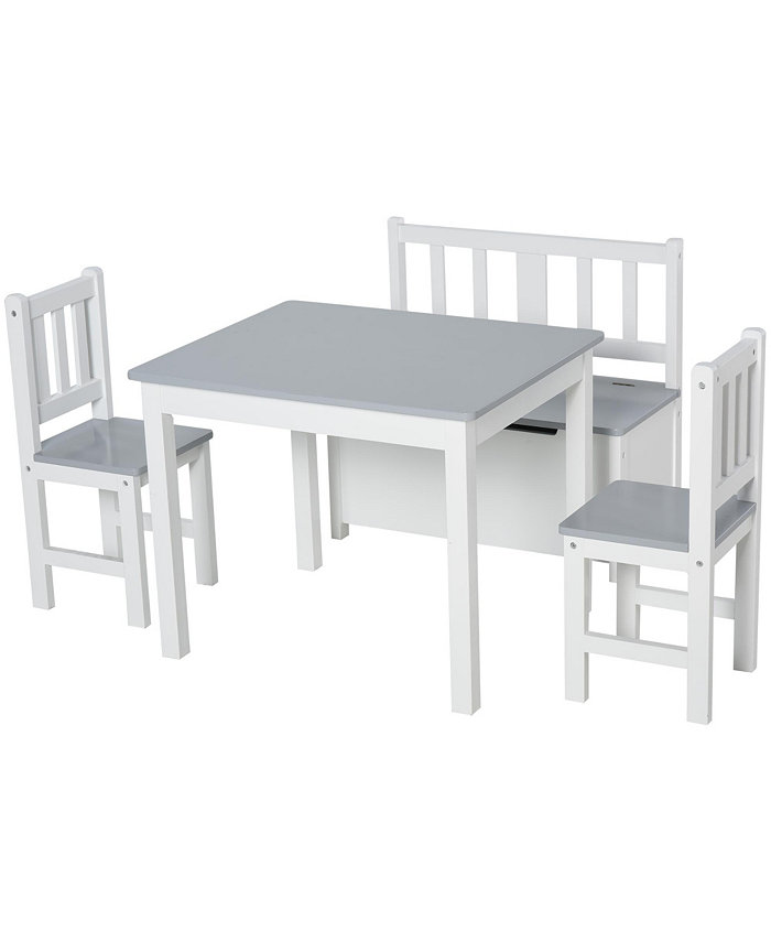 Qaba Kids Activity Table and Chair Set  Craft Desk w  Toy Storage  Grey