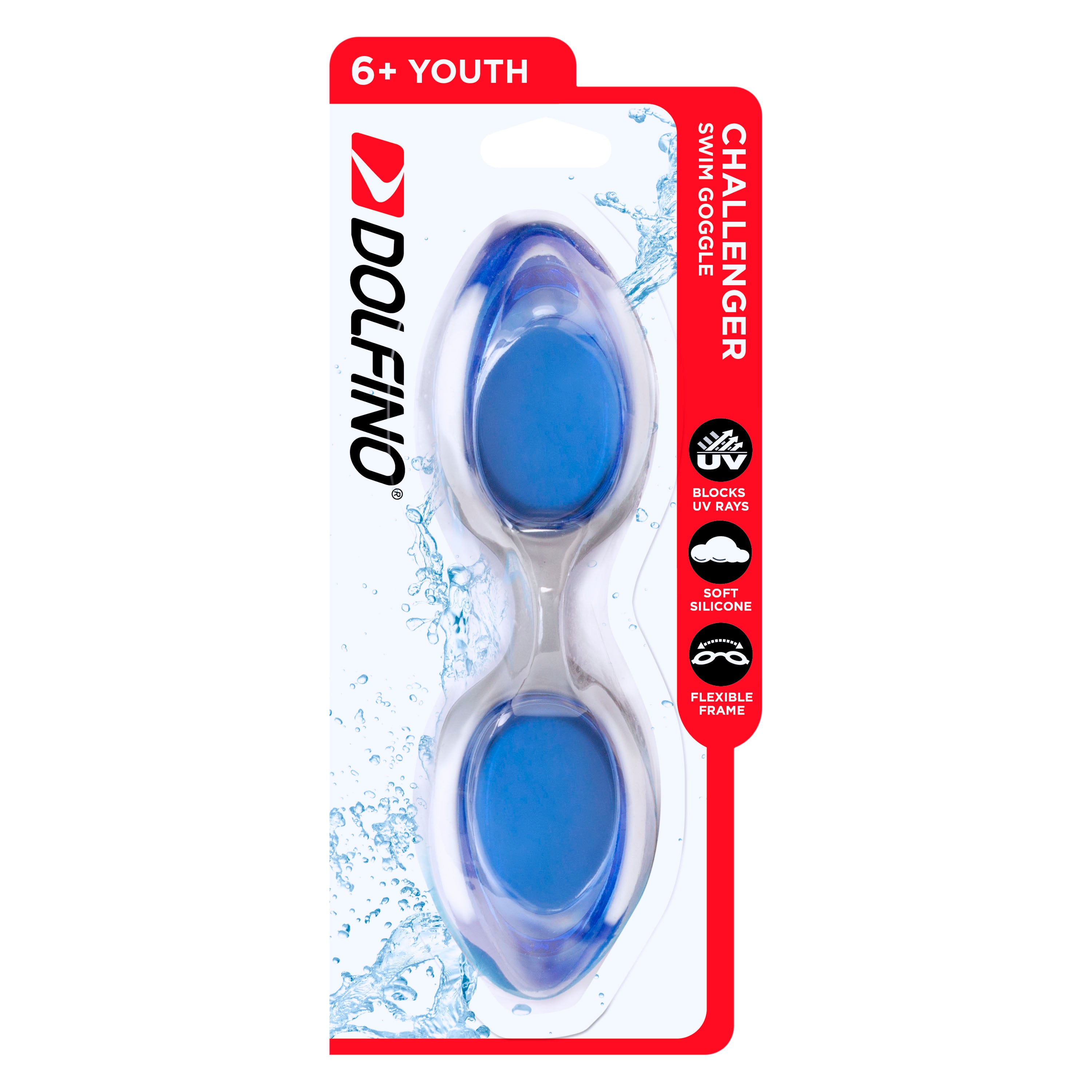 Dolfino Youth Challenger Blue and White Swimming Sport Goggles