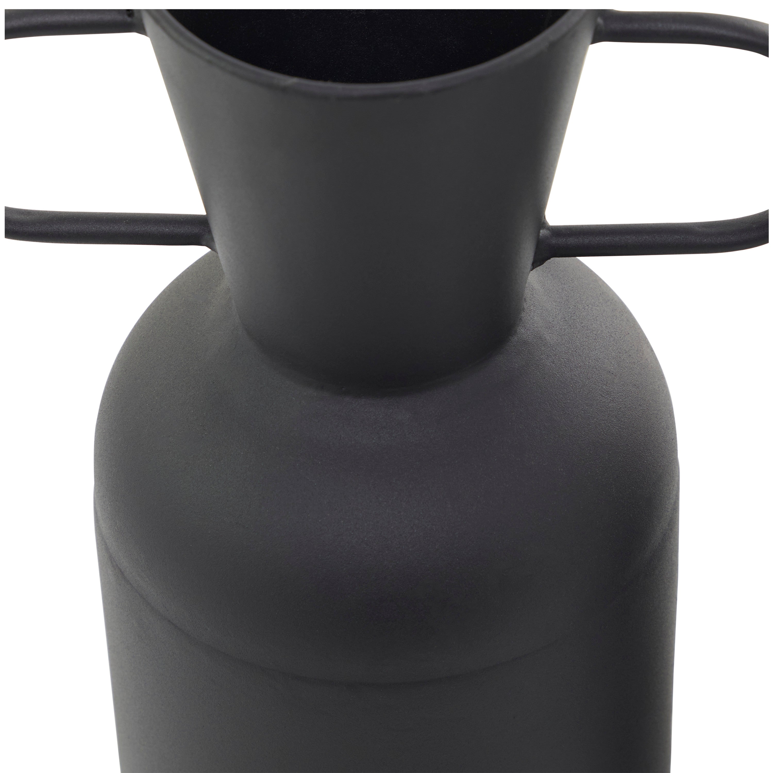 DecMode 17, 15H Black Metal Vase with Handles, Set of 2