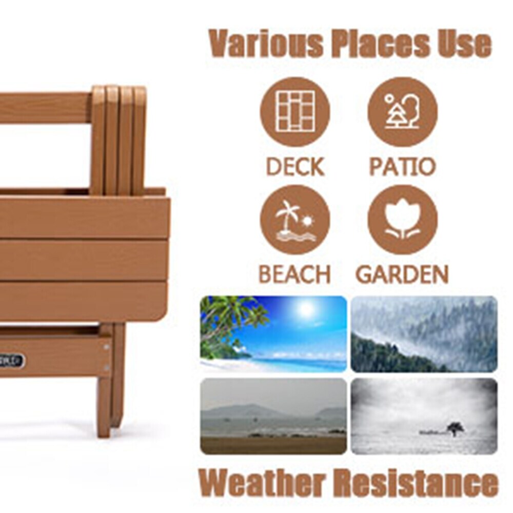 Adirondack Portable Folding Side Table Square Fade Resistant Plastic Wood Table Outdoor