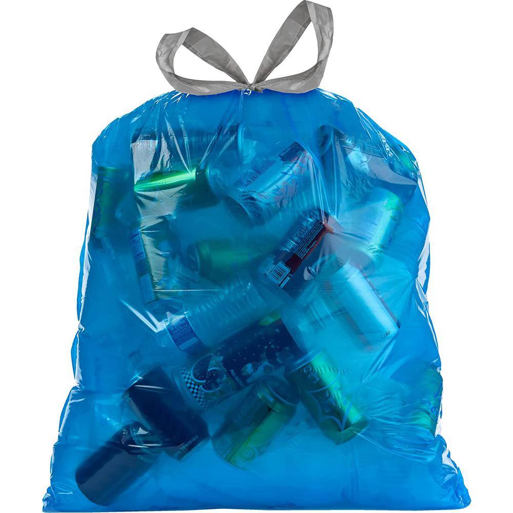 Aluf Plastics 13 Gal. 0.7 Mil Blue Drawstring Trash Bags 24 in. x 27 in. Pack of 60 for Home Kitchen and Office DS13BLT 24x27