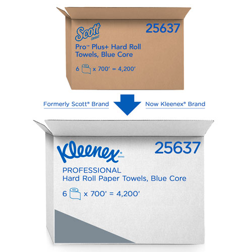 Kimberly-Clark Kleenex Hard Roll Paper Towels (25637) with Premium Absorbency Pockets | White， for Dispenser (Blue-Core)， 700’