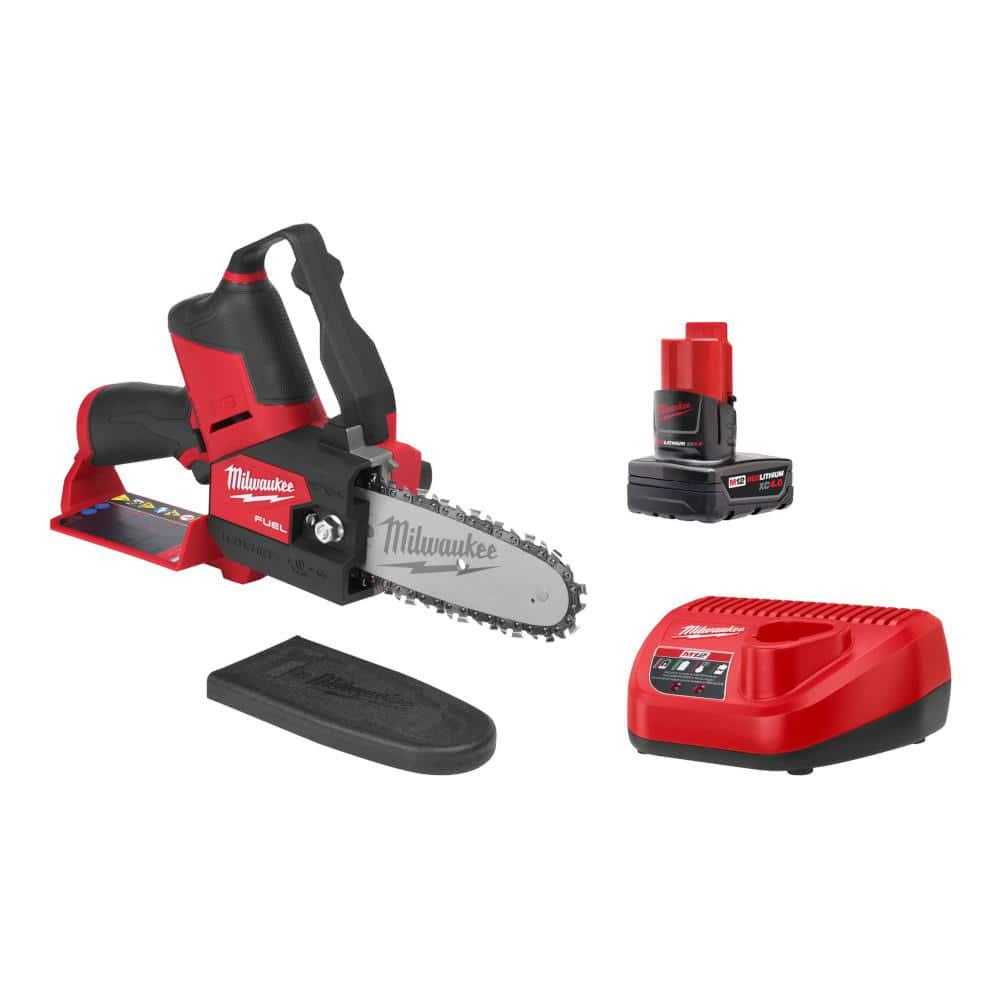 Milwaukee M12 FUEL 12Volt LithiumIon Brushless Battery 6 in HATCHET Pruning Saw Kit with 40 Ah Battery and Charger