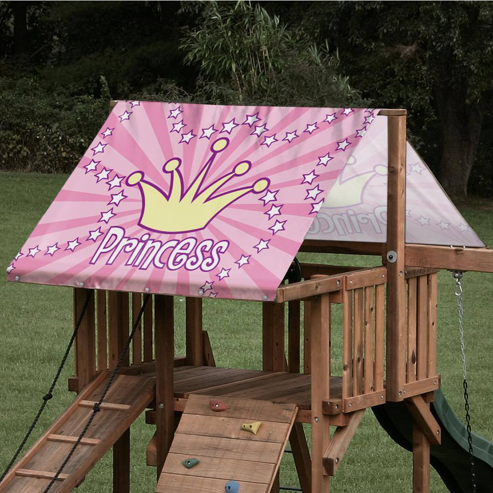 Monkey Bar TARPS 39.5 in. x 89.5 in. Pink Princess Crown (004) Playset Tarp: 13 oz. Vinyl Canopy Roof 04prin-40x90