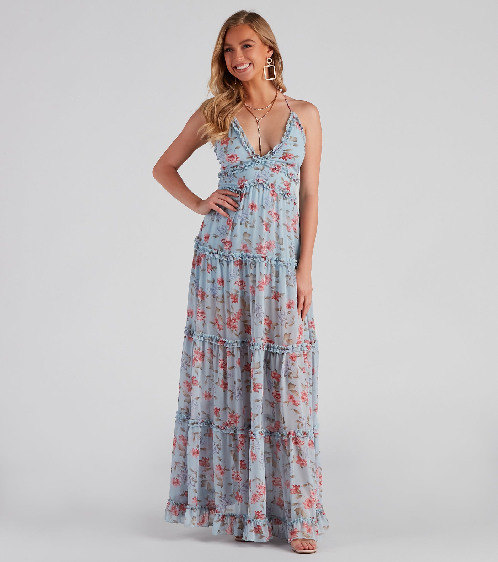 Quinn Formal Floral Ruffled A-Line Dress