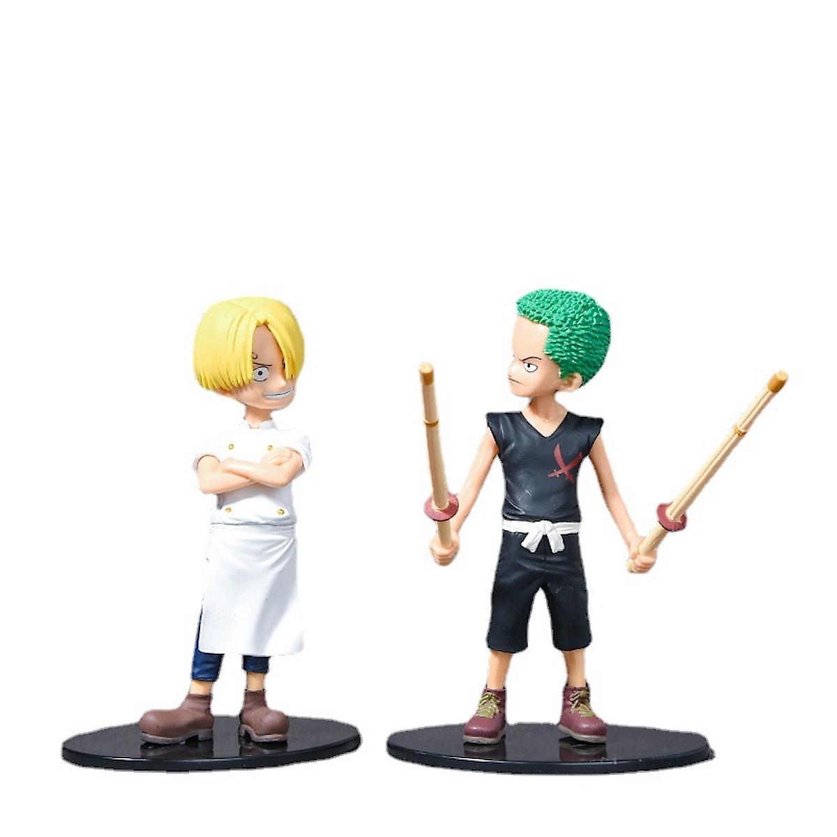 2pcs/lot Zoro Sanji One Piece Figure Anime Toy Model 14cm