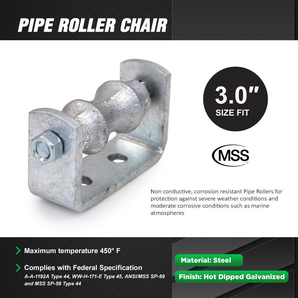 The Plumber's Choice 3 in. Galvanized Steel Hot Dipped Pipe Roller Chair (5-Pack) IE03-ISD-5