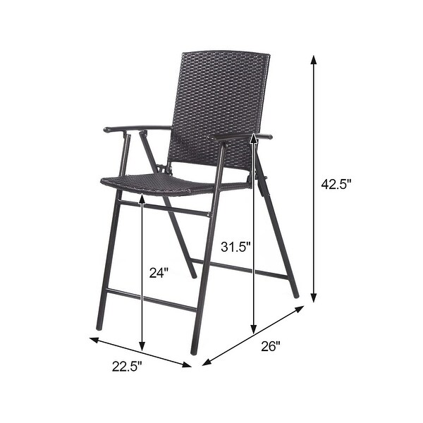 Costway 4 PCS Folding Rattan Wicker Bar Stool Chair Indoor andOutdoor