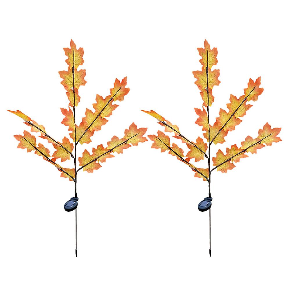 2pcs Decorative Maple Leaf Lamps Solar Powered Lamps Lovely Party Garden Lamps