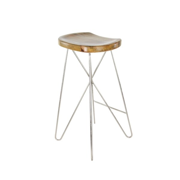 Brown Wood Contemporary Bar Stool - 16 x 16 x 30