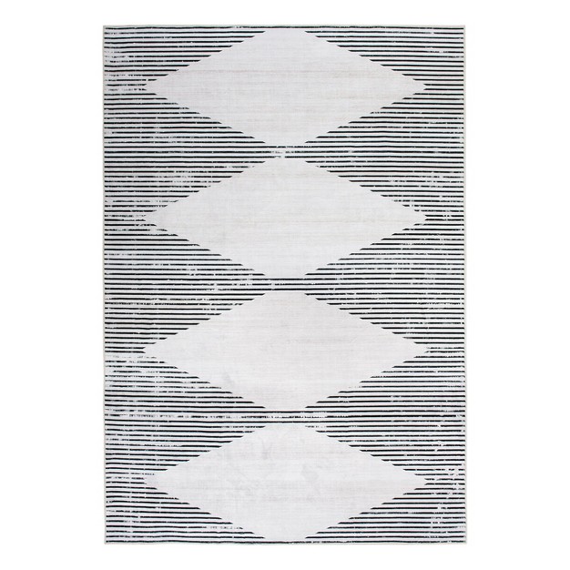 World Rug Gallery Contemporary Geometric Stripes Machine Washable Area Rug