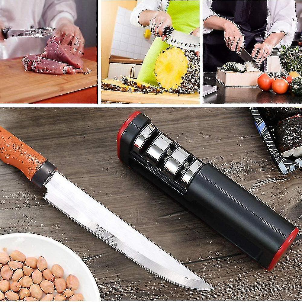 Kitchen Knife Sharpener， 3-stage Chef Knife Sharpener To Restore Non-serrated Knife Blades Quickly， Safely， And Easy To Use For Kitchen， Camping and Hik