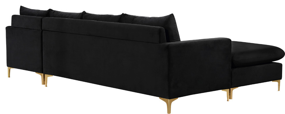 NaomiVelvet Upholstered Sectional / Ottoman Set   Midcentury   Sectional Sofas   by Meridian Furniture  Houzz